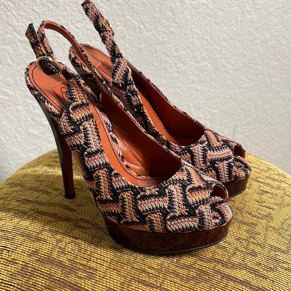 Missoni sling back stiletto heels size 36.5